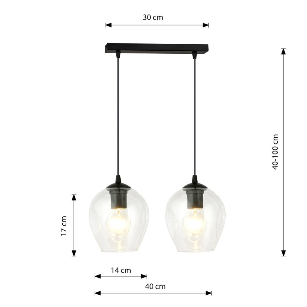 Lampada a sospensione ISTAR in acciaio nero e vetro