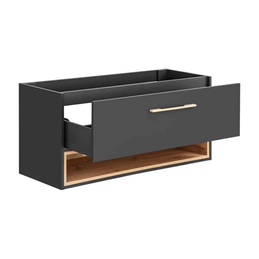 Mobile sottolavabo TALOKA – 120 cm – Grigio antracite e rovere chiaro – 2 cassetti – Da appendere