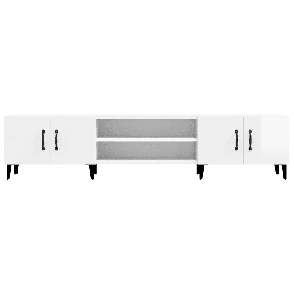 Mobile Porta TV Bianco Lucido 180x31,5x40 cm Legno Multistrato 816266