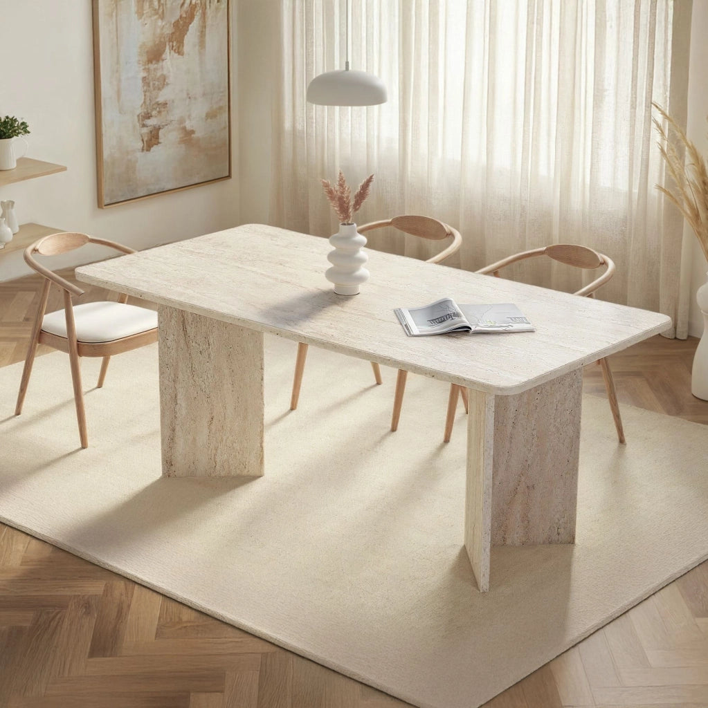Tavolo da pranzo in legno "Linza" 180 x 90 x 75 cm - Travertino