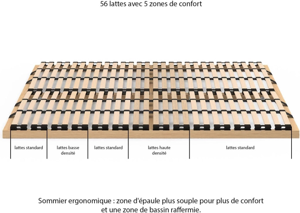 Rete a doghe regolabile - 5 zone comfort 140 x 190 cm
