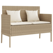 Panchina da Giardino | Panca da Giardino con Cuscini Beige in Polyrattan
