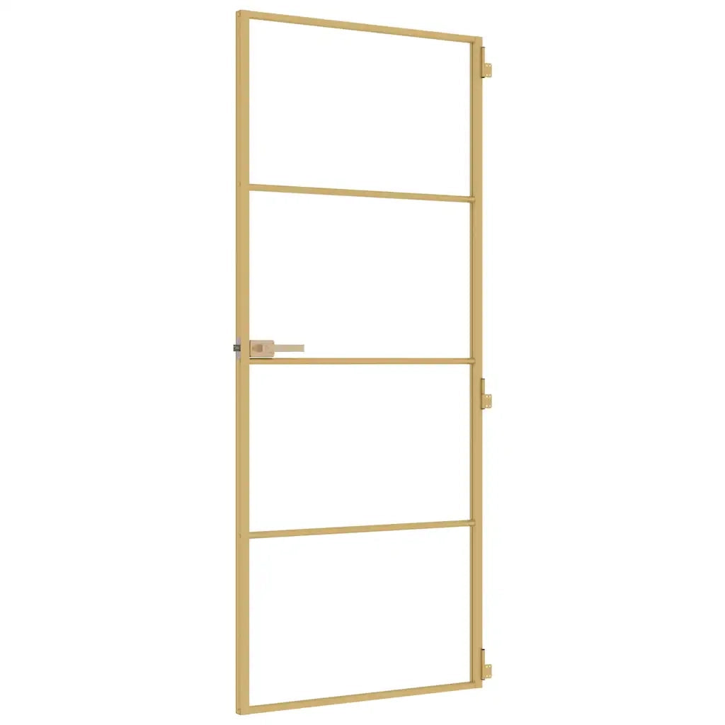 Porta Interni Sottile Oro 83x201,5cm Vetro Temperato Alluminio 155133