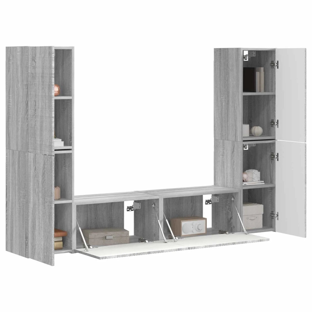 Set mobile TV 6 pcs Grigio Sonoma Legno multistrato