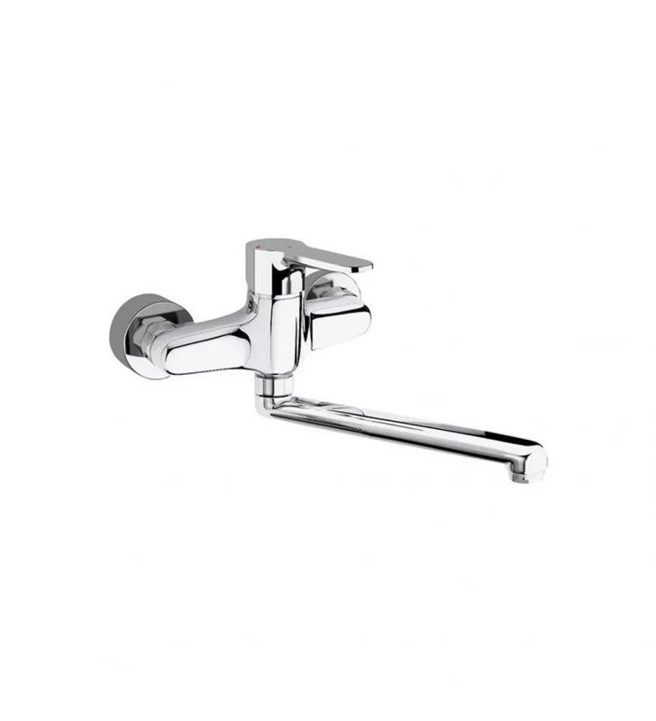 Rubinetto lavello a muro con bocca girevole, risparmio energetico e idrico - serie winner eco