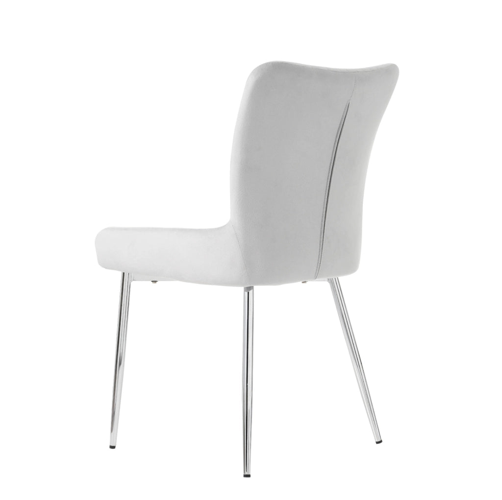 Set di 4 sedie da pranzo in velluto con gambe in metallo grigio