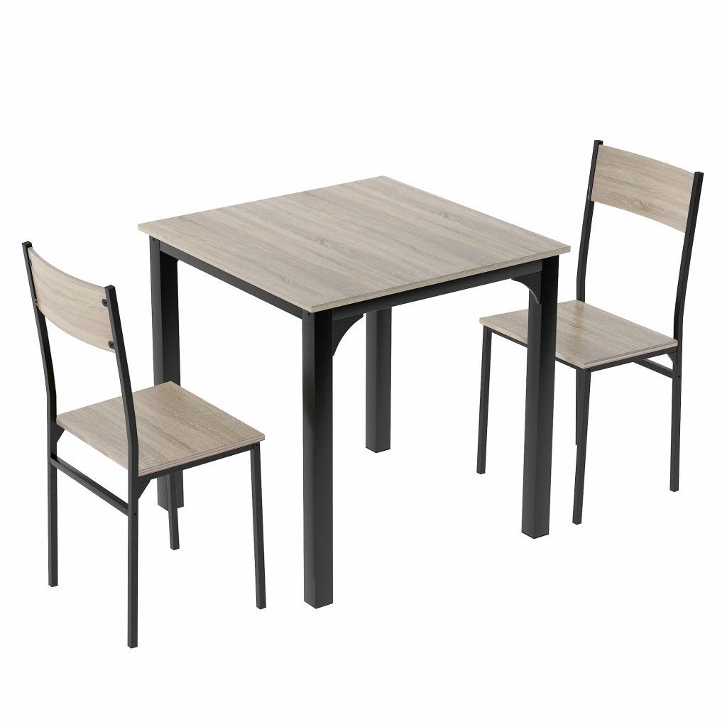 Tavolo da pranzo per 2 persone con 2 sedie, design salvaspazio, per cucina balcone e soggiorno, in MDF e metallo, naturale