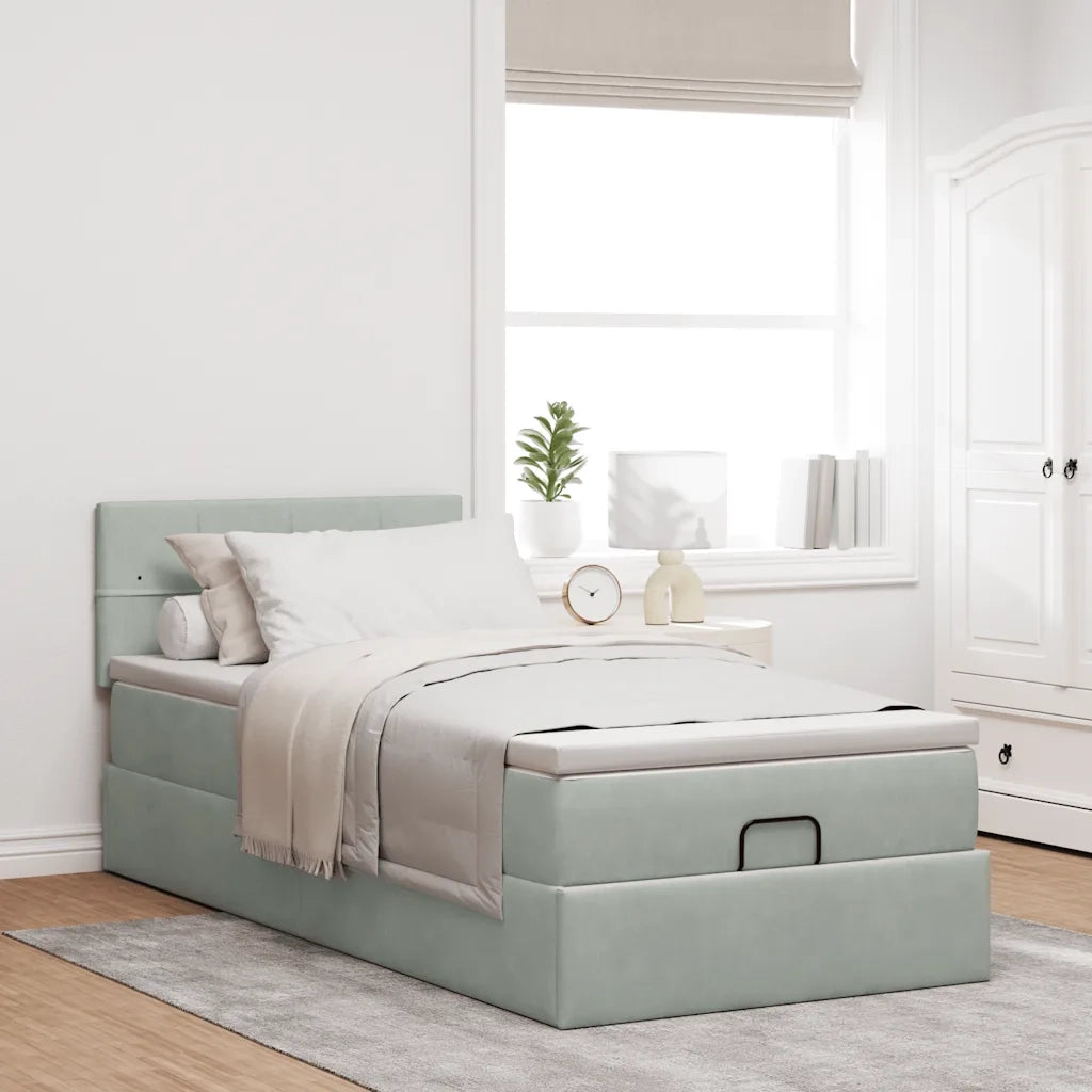 Struttura Letto Pouf con Materasso 100x200 cm Velluto 3312602