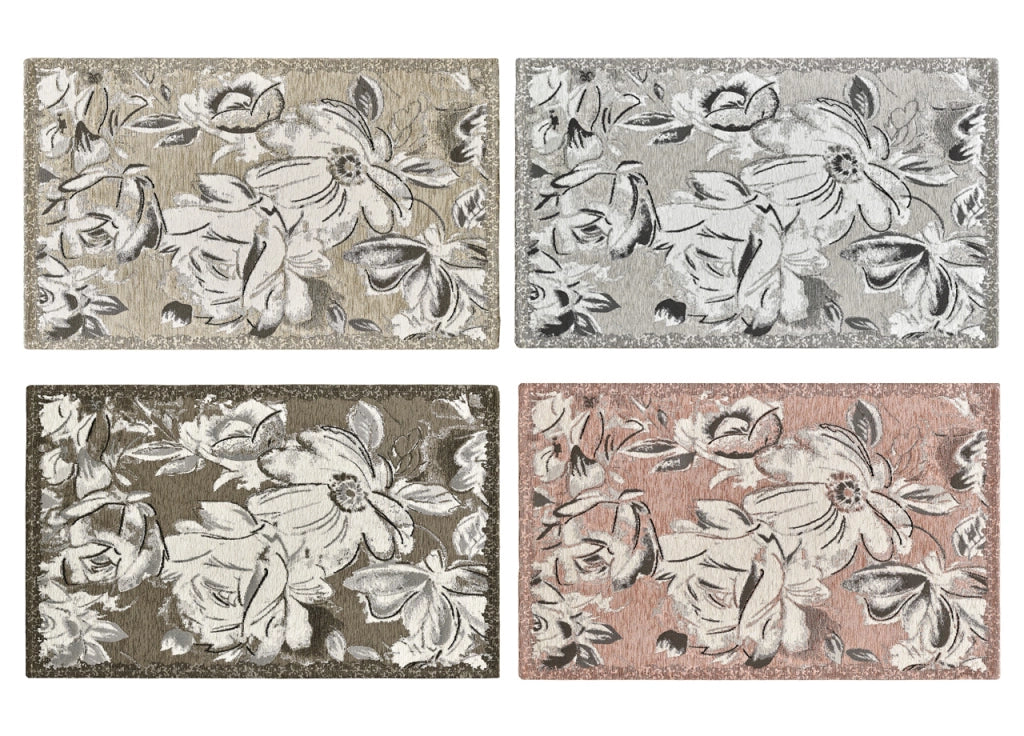 Tappeto Arredo Salotto Antiscivolo Scendiletto Camera Dis. Aster By Suardi - 65x110(Set 2) - Argento