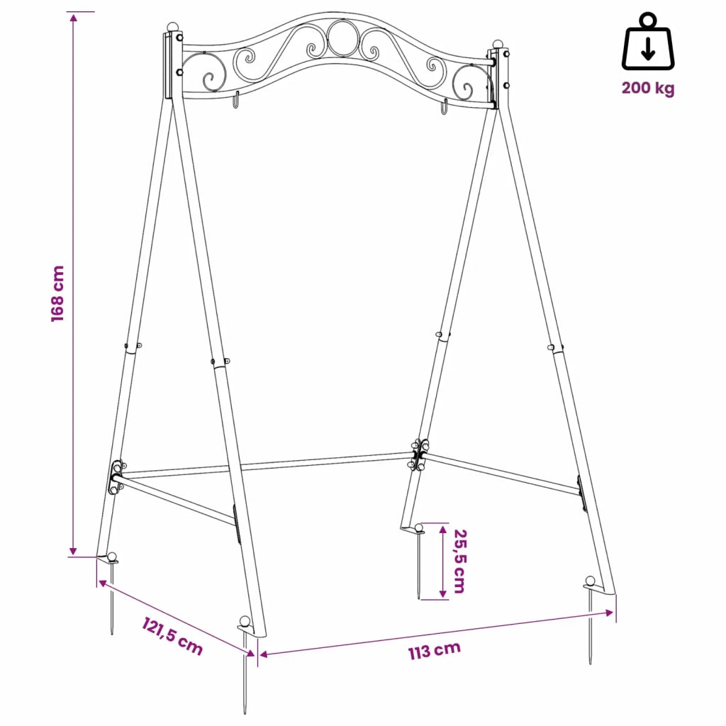 Telaio per Altalena Marrone Antico 113 x 121,5 x 168 cm Acciaio CFW5858731