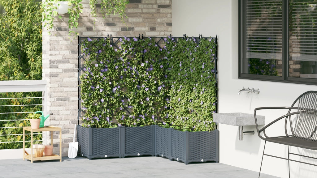 Vaso da Giardino con Trellis 5 pcs Grigio Chiaro 120x120x143 cm