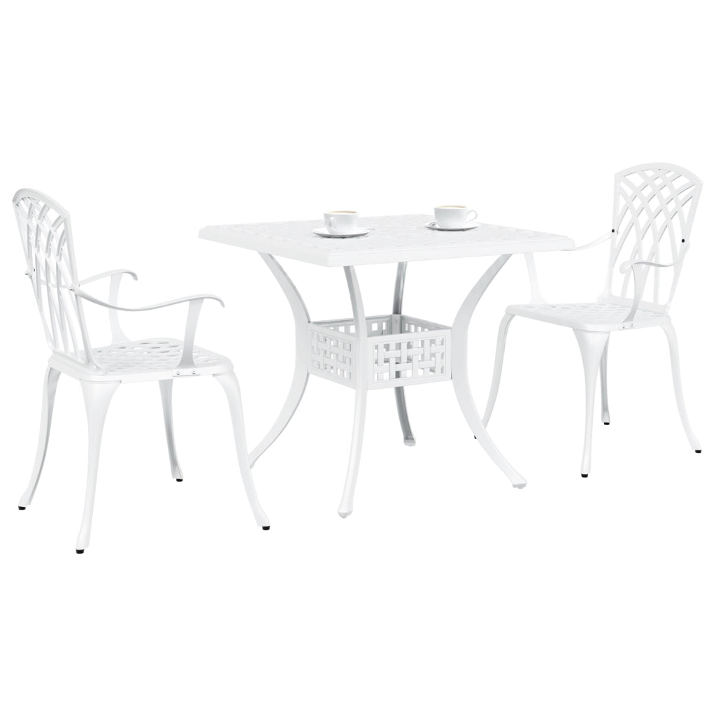 Set Bistro da Giardino 3 Pezzi in Alluminio Bianco
