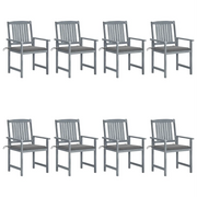 Sedie da Giardino con Cuscini 8 pz in Massello di Acacia Grigie cod mxl 8523