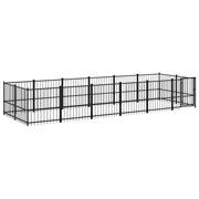 Gabbia per cuccia recinto per animali da esterno per cani in acciaio 11,26 m² nero 02_0041783