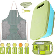 Set di taglieri multifunzionali 11 in 1: Tagliere pieghevole con setaccio Tagliere multifunzionale pieghevole Cassetto di stoccaggio per accessori camper Accessori camper per picnic all'aperto (Verde)