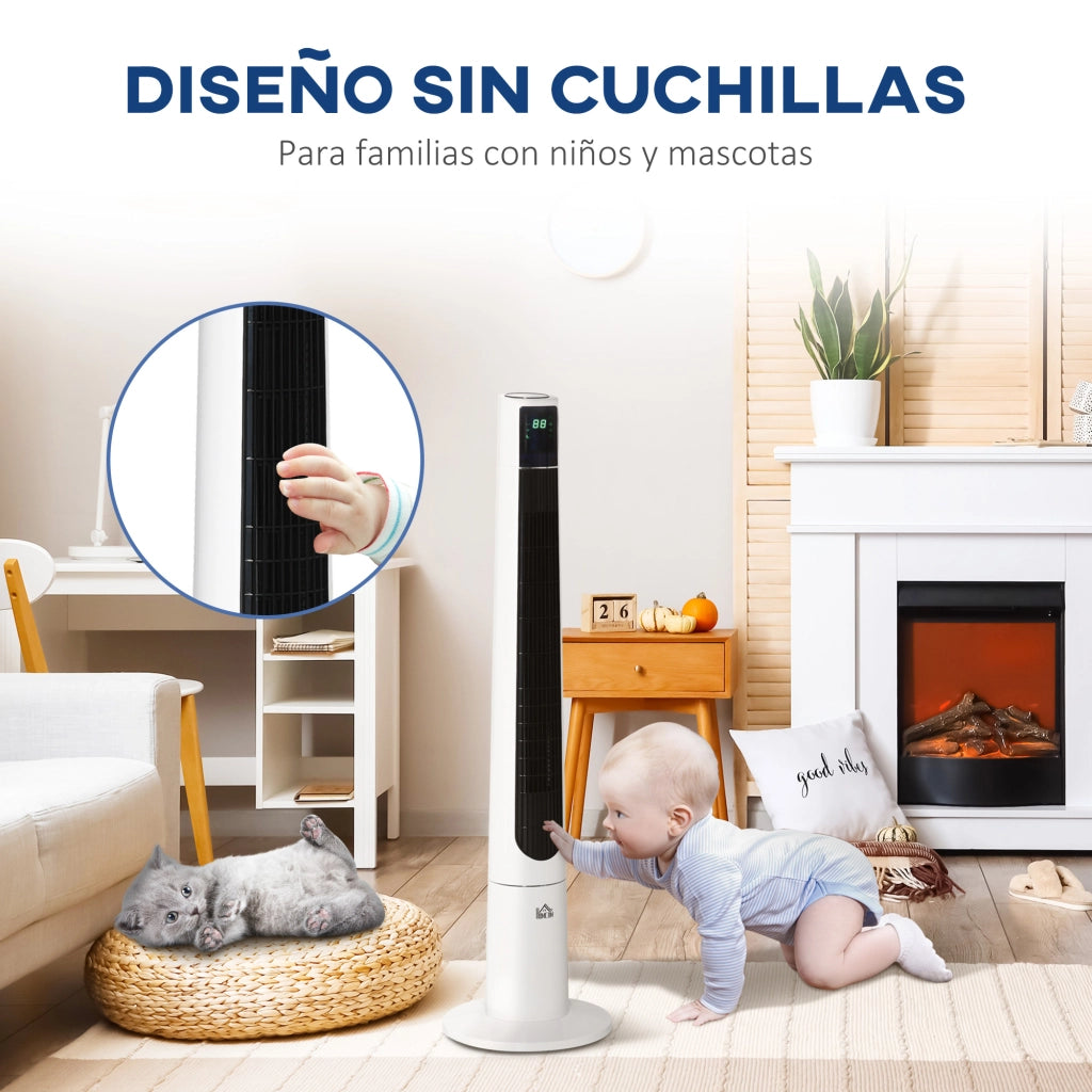 Ventilatore a Torre Silenzioso 50W ¨C Zephmum ¨C Bianco con Telecomando 3 Velocit¨¤