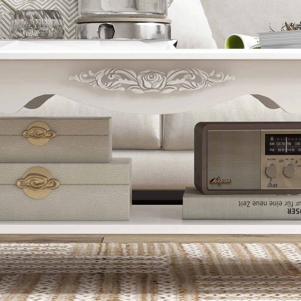 Tavolino da Caff¨¨ ¨C Xylo ¨C Legno Bianco con Ripiano 94x44x43cm