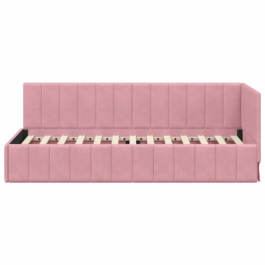 vidaXL Cornice del letto ad angolo Rosa 80 x 200 cm Velluto
