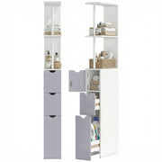 Mobile Bagno Salvaspazio con Armadietto, Ripiani e Cassetti ¨C Zephmum ¨C Grigio Chiaro 15x33x136.8 cm