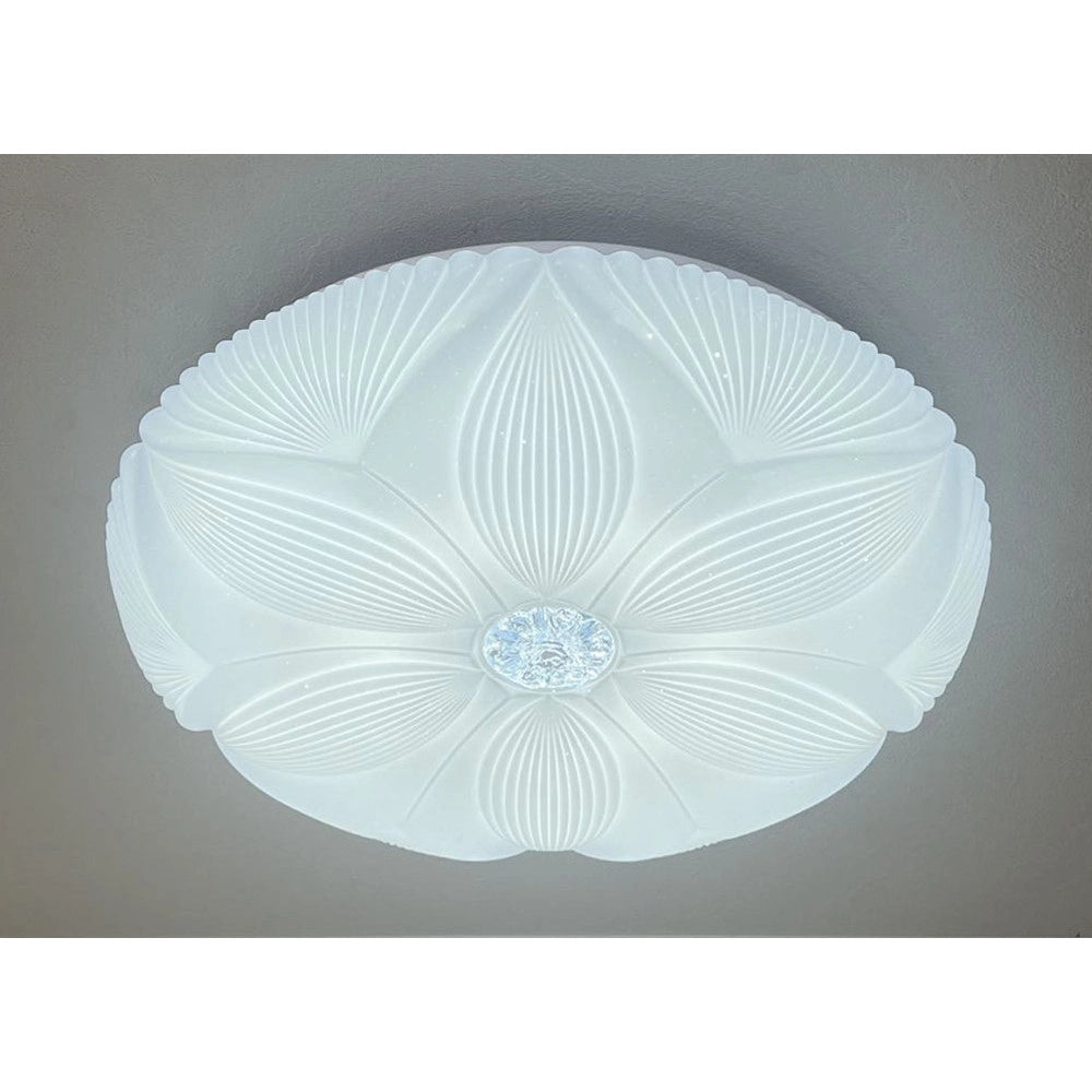 Trade Shop - Plafoniera Led Soffitto Decoro Fiore 45w Bianco Lampada Luce Fredda 6500k Ip20 71771 -