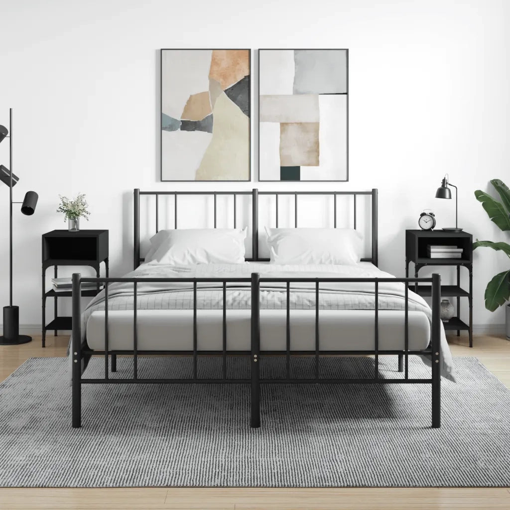 Comodini 2 pz-Set di 2 Tavolino da notte Neri 35x34,5x70 cm in Legno Multistrato