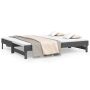 Letto da camera | Dormeuse Estraibile Grigia 2x(80x200) cm Legno Massello di Pino