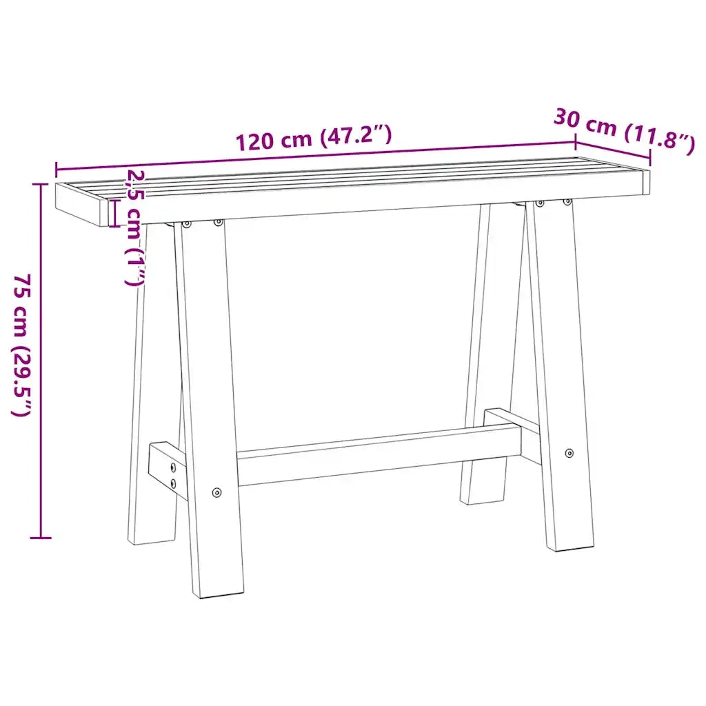 Tavolo Consolle NOAIN Gambe Forma A 120x30x75 cm Legno Massello 4100036