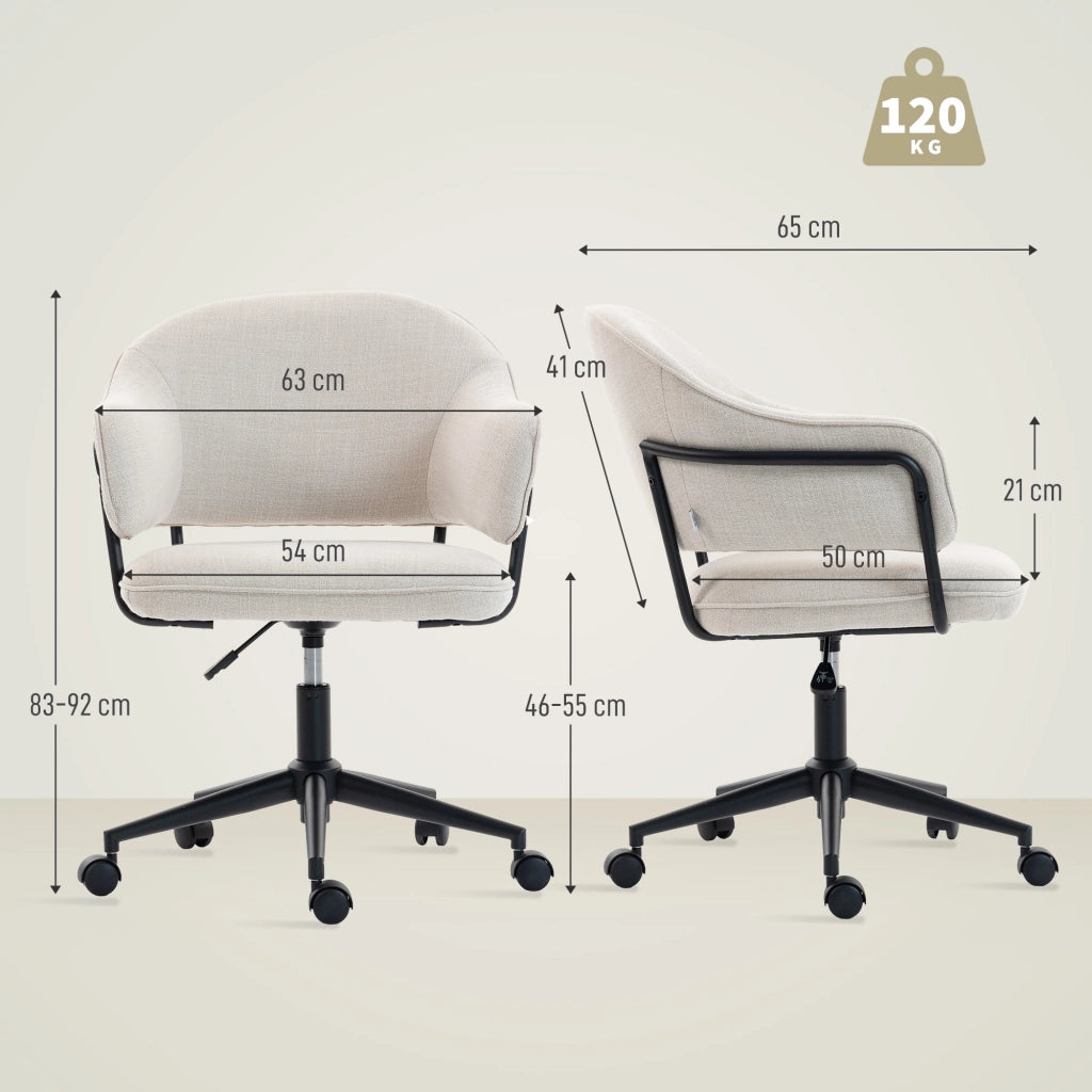 Sedia da ufficio ergonomica ¨C zephmum ¨C 63x65x83-92 cm, crema