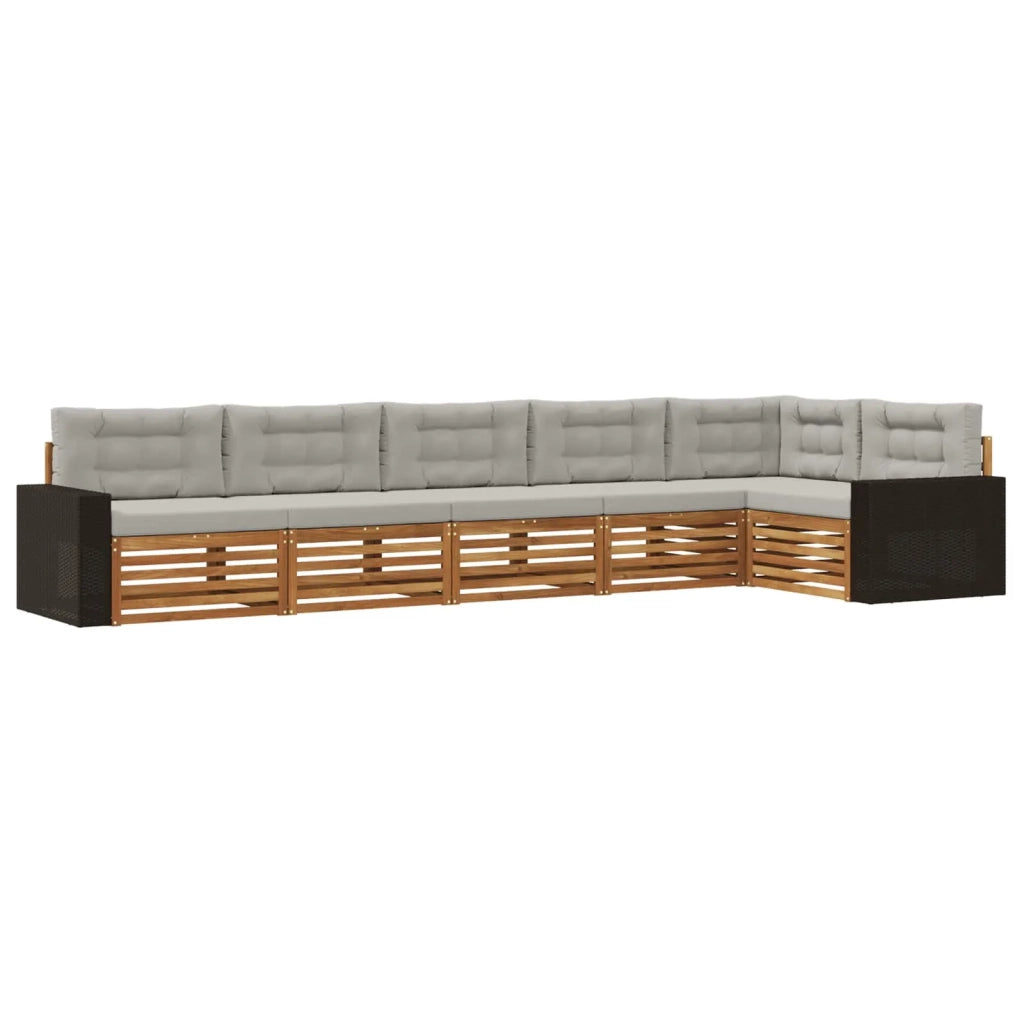 Set di divani da esterno 6 pz Naturale e Grigio Chiaro 3383424