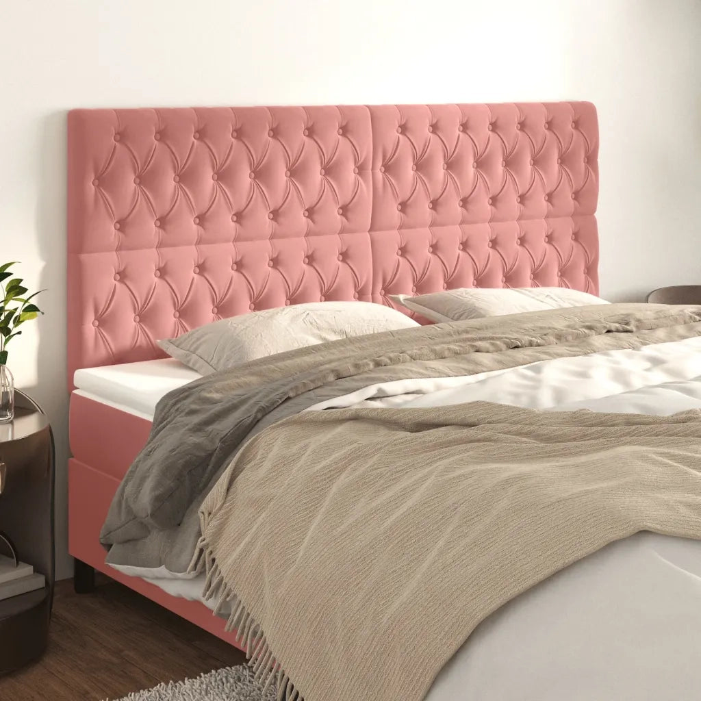 Testiera Rosa 200x7x118/128 cm Velluto 3116739