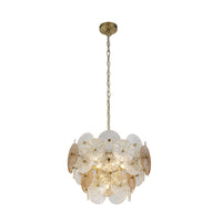 Lampadario Contemporaneo Wagon Acciaio Bronzo Vetro 5 Luci G9