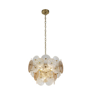 Lampadario Contemporaneo Wagon Acciaio Bronzo Vetro 5 Luci G9