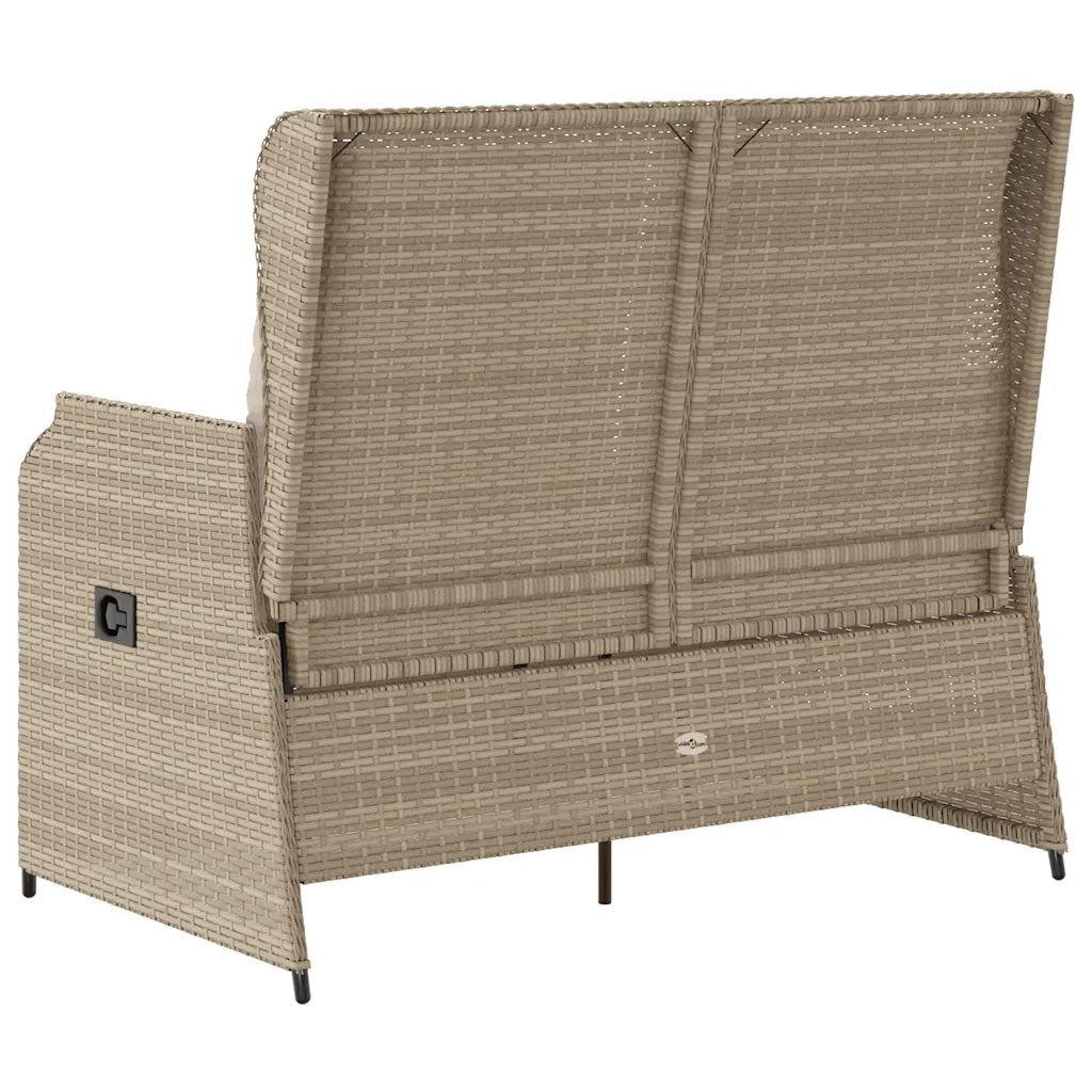 Panchina Reclinabile da Giardino | Panca da Giardino con Cuscini Beige in Polyrattan