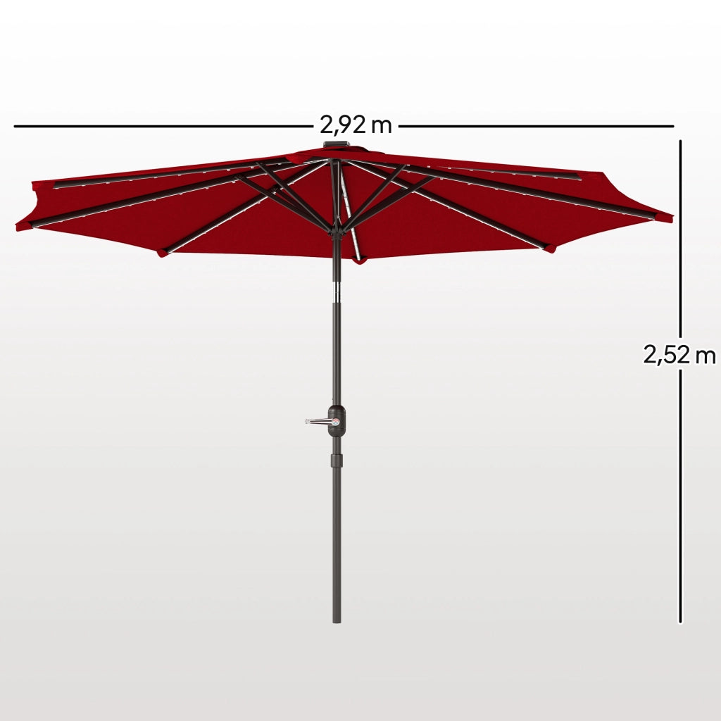 Ombrellone da Giardino ¨C zephmum ¨C Bordeaux, ?292 cm, con Luci LED Solari