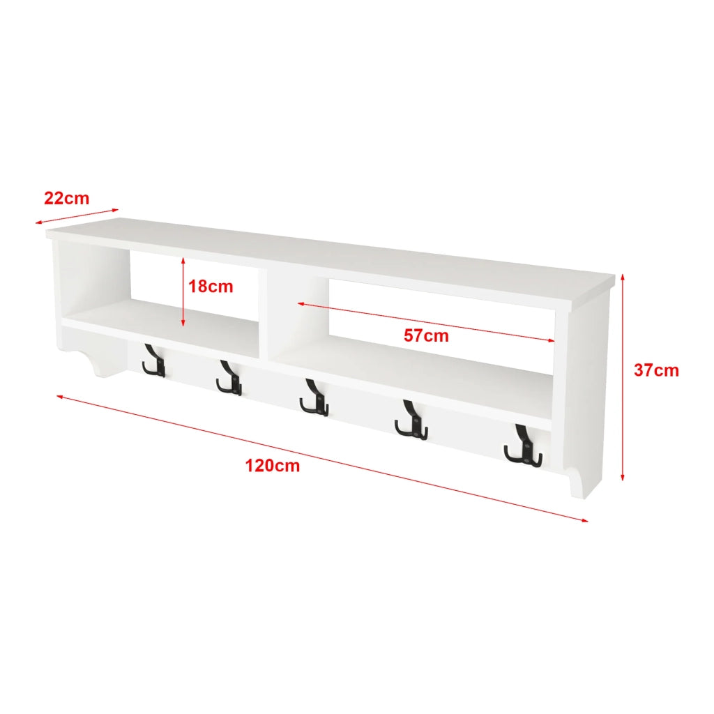 Appendiabiti con 15 ganci 120 x 22 x 37 cm bianco 03_0008186