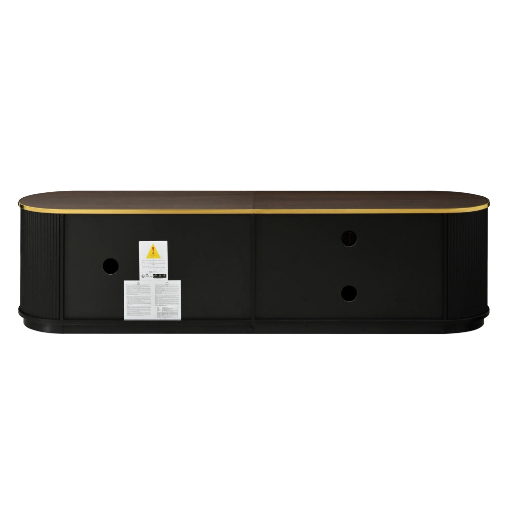 Mobile TV, ante in vetro marrone, in MDF, maniglie in metallo, finitura effetto legno, nero e marrone