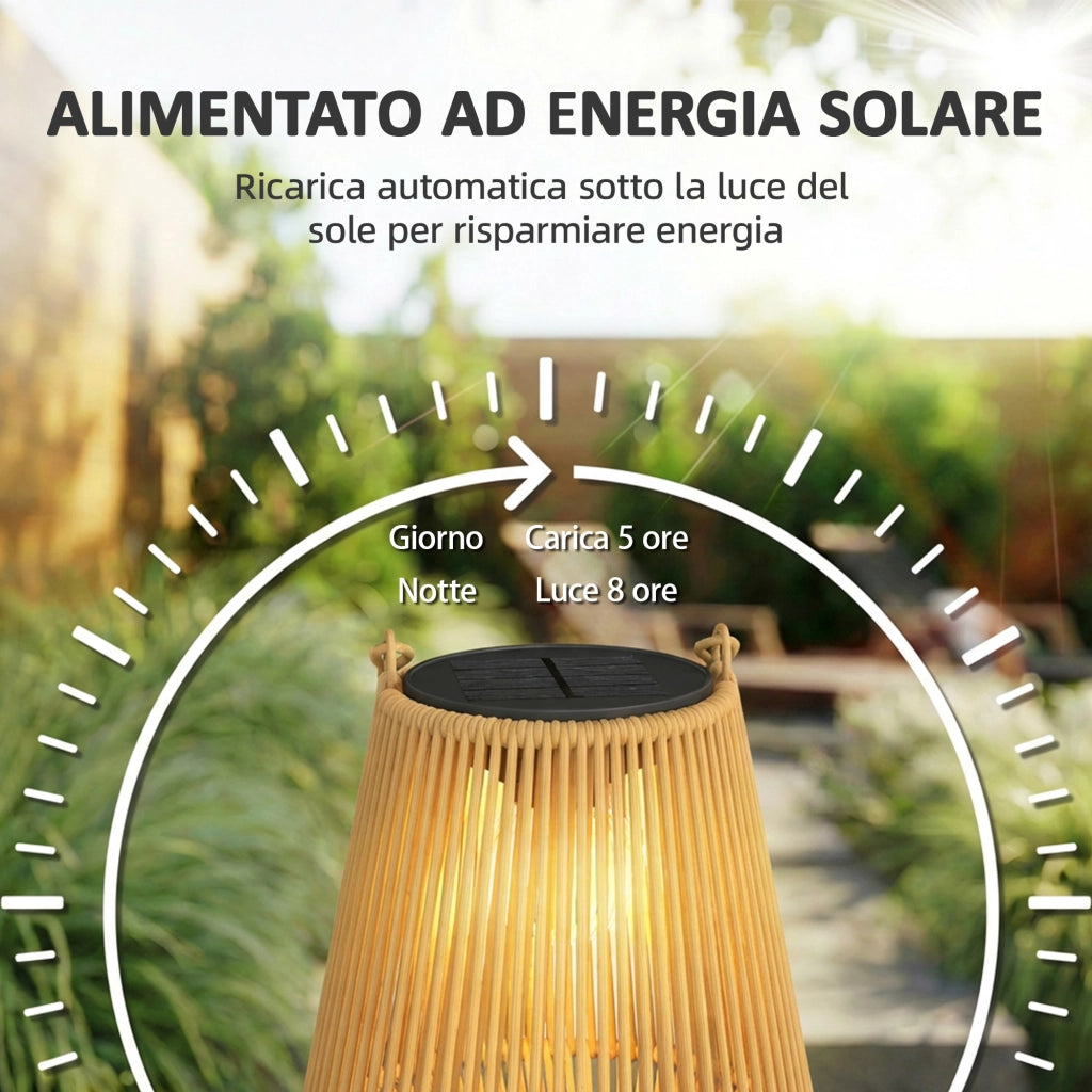Lampada Solare Rattan Set 2 Pezzi ¨C zephmum ¨C Marrone 16x16x21 cm