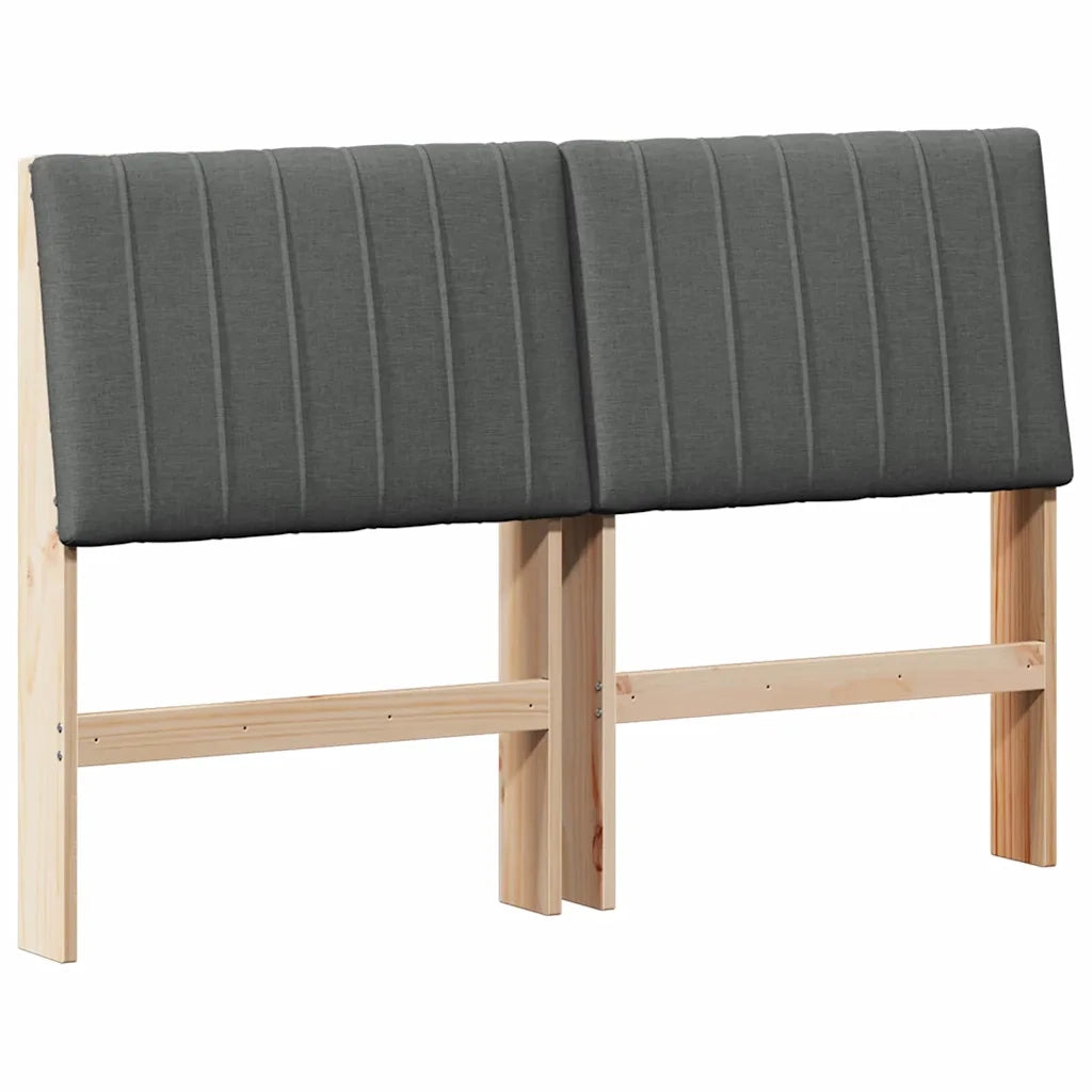 Testiera imbottita Grigio scuro 135 cm Pino massello 879400