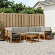 Set di divani da esterno 6 pz Naturale e Grigio Chiaro 3385072