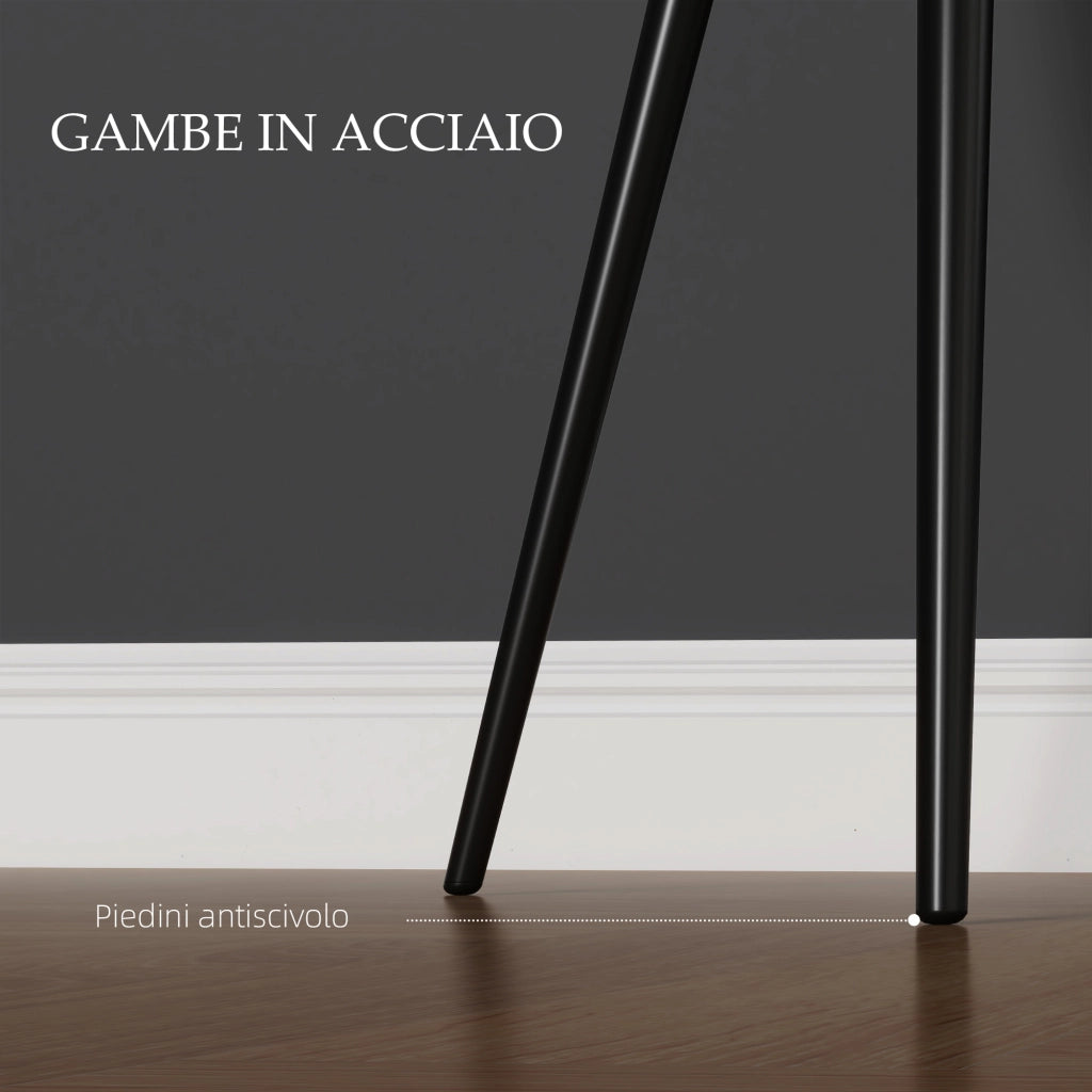 Set 2 Sedie per Sala da Pranzo Moderne con Braccioli, Seduta Imbottita e Gambe in Acciaio, 54x57x80cm, Nero