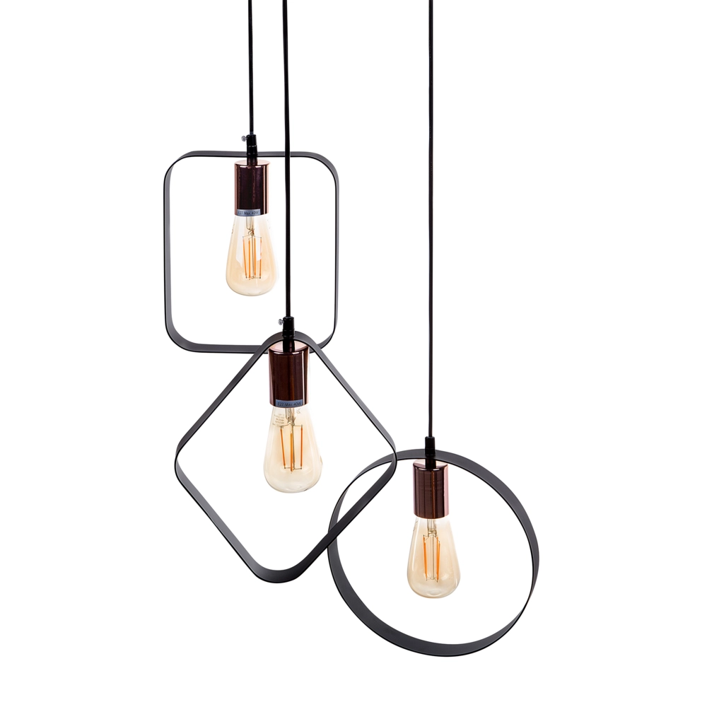 Lampadario moderno a 3 punti luce Nero rame minimalista geometrico