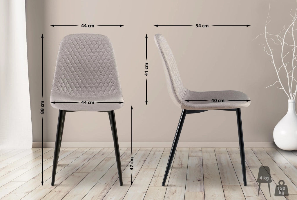 Set di 4 sedie Giverny grigio,Tessuto