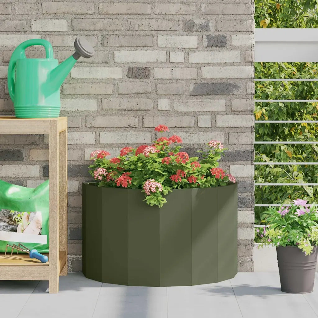 Fioriera-Vaso-Contenitore per Piante Verde oliva 60 x 30 x 35 cm Acciaio