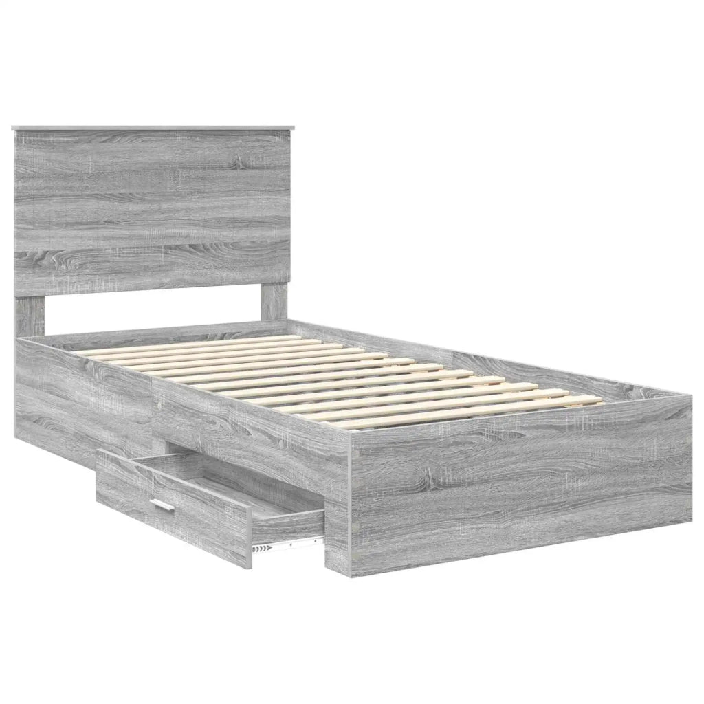 Struttura del letto con testiera Grigio Sonoma 100 x 200 cm