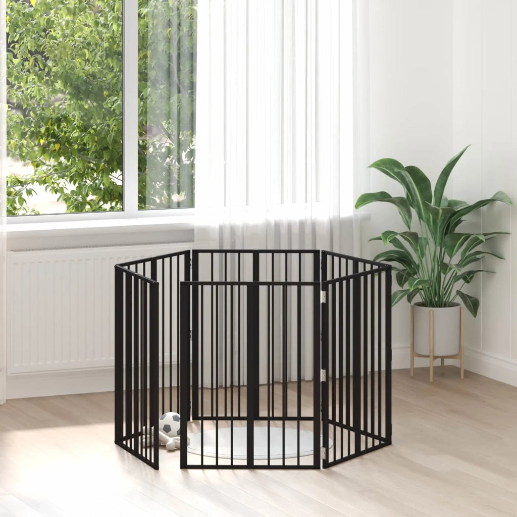 Cancello per cani 6 pz Nero 60 x 80 cm Acciaio zincato CFW7257302
