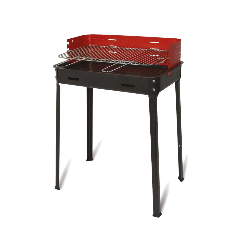 Barbecue a Carbone Flavia 45x35x80 cm Griglia Regolabile a 3 Altezze Senza Ruote 0 Nero e Rosso