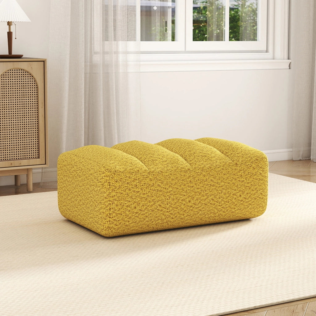 SOFA Modulare con Ottoman, Giallo, Fleece granulato