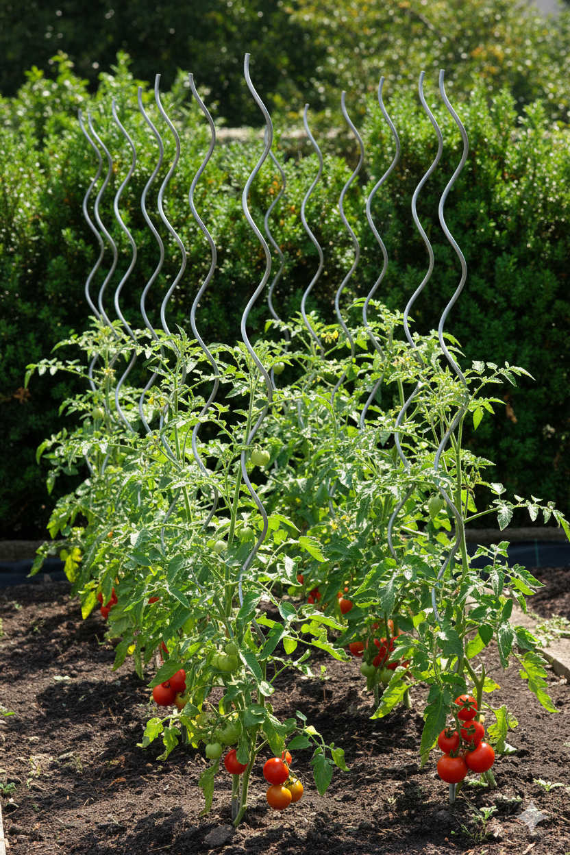 Set 10 Sostegni Tutori a Spirale per Piante Pomodori 200 cm in Acciaio Agrati