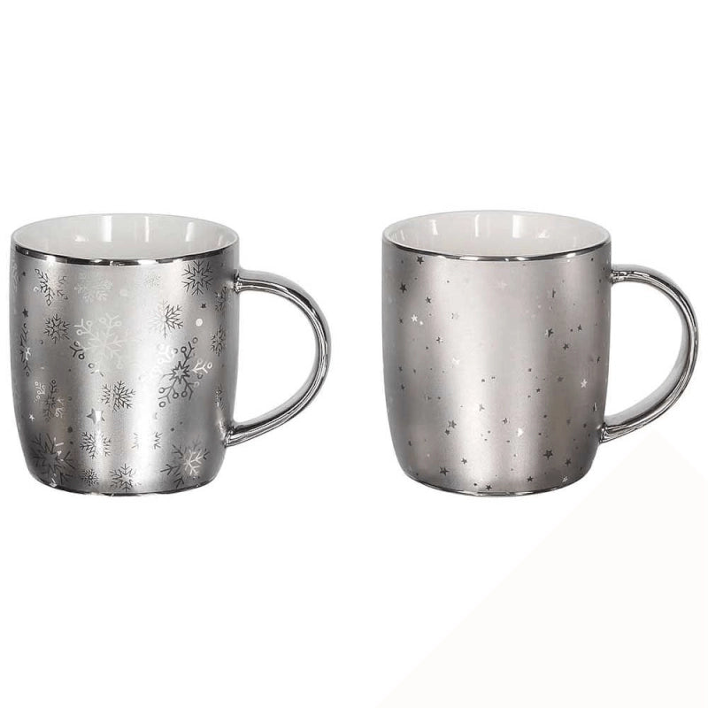 Mug Bombato 370 Cc All Silver Porcellana Argento
