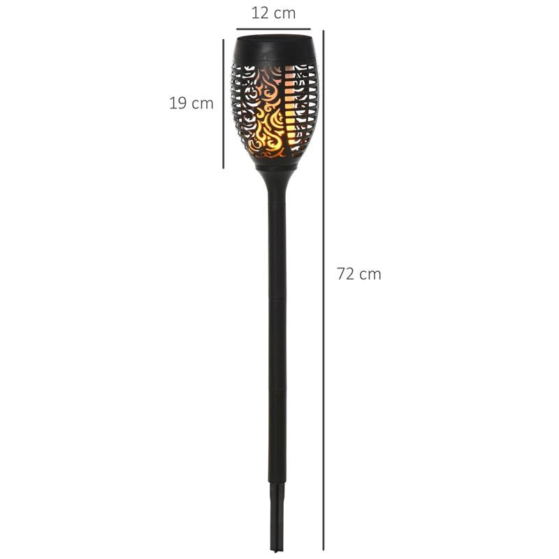 SET 4 FARETTI DA ESTERNO LED A ENERGIA SOLARE CON 4 PICCHETTI IN PLASTICA Ø 12X72 CM NERO